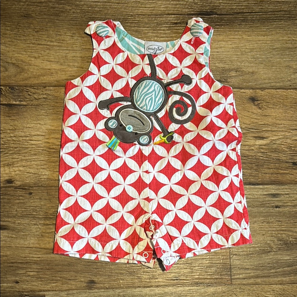 Mud Pie Red and White Monkey Romper